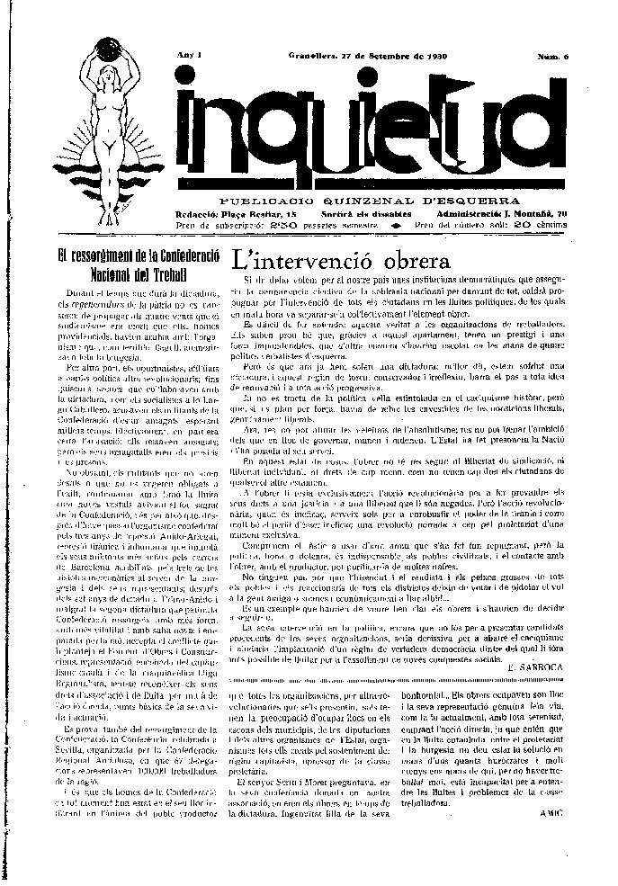 Inquietud, 27/9/1930 [Issue]