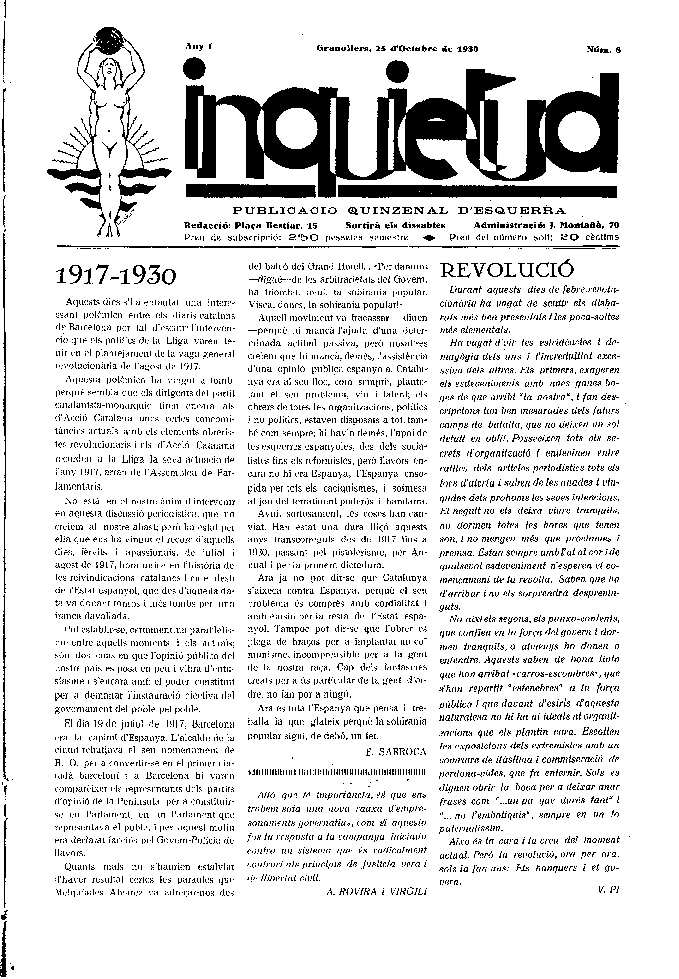 Inquietud, 25/10/1930 [Issue]