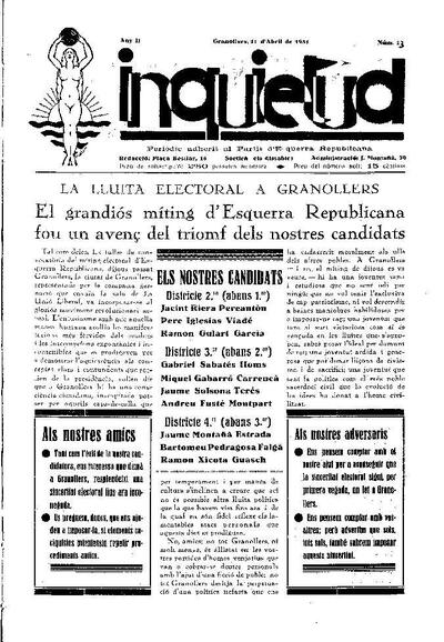 Inquietud, 11/4/1931 [Issue]