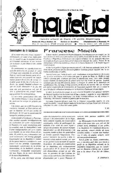 Inquietud, 25/4/1931 [Issue]