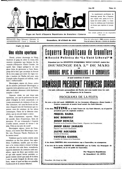 Inquietud, 30/4/1932 [Issue]