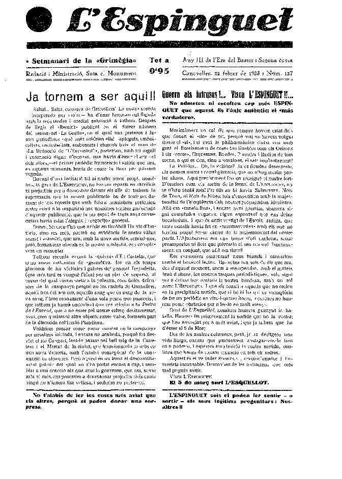 L'Espinguet, 22/2/1933 [Issue]