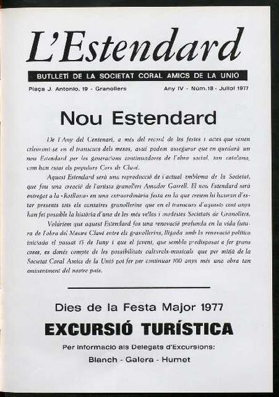 L'Estendard (Butlletí Societat Coral Amics de la Unió), 7/1977 [Exemplar]