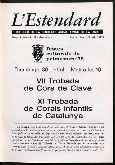 L'Estendard (Butlletí Societat Coral Amics de la Unió), 4/1978 [Ejemplar]