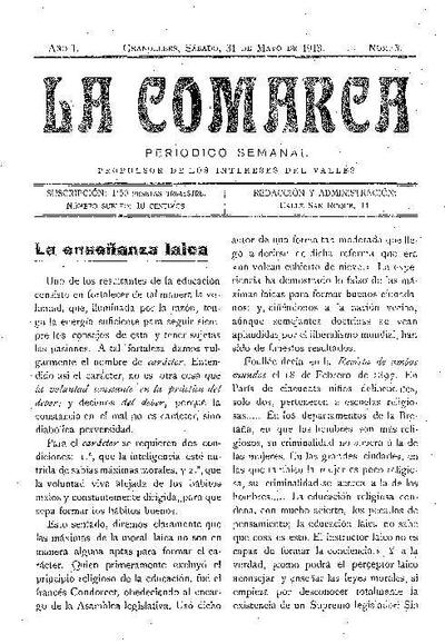 La Comarca, 31/5/1913 [Issue]