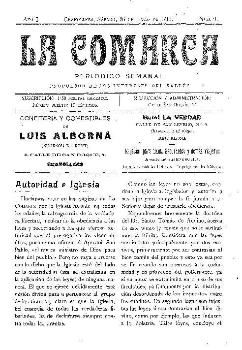 La Comarca, 28/6/1913 [Issue]