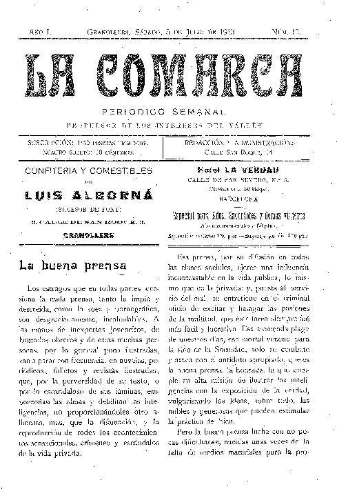 La Comarca, 5/7/1913 [Issue]