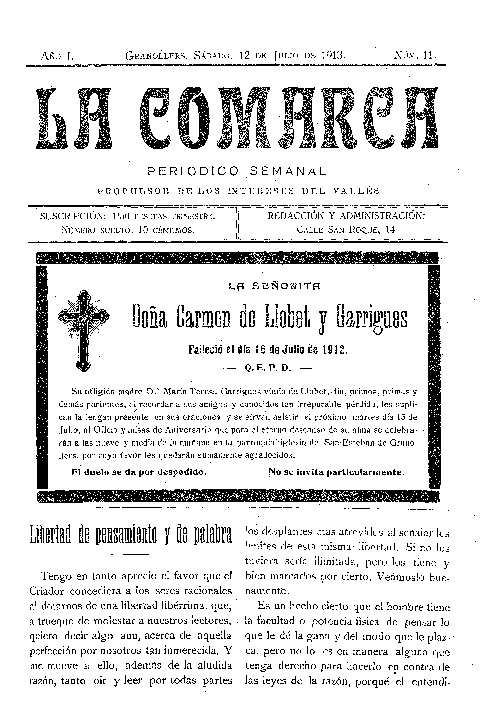 La Comarca, 12/7/1913 [Issue]