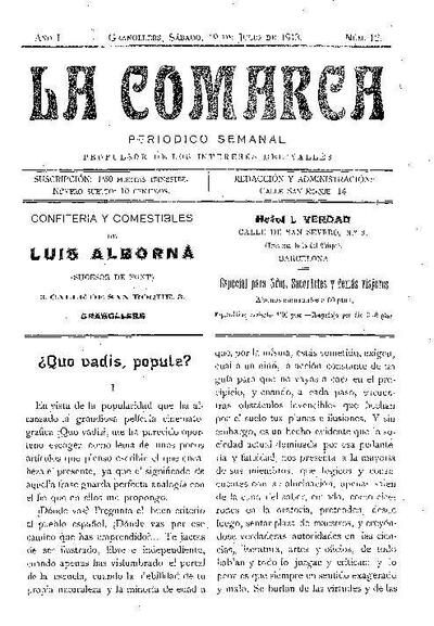 La Comarca, 19/7/1913 [Issue]