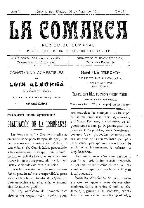 La Comarca, 26/7/1913 [Issue]