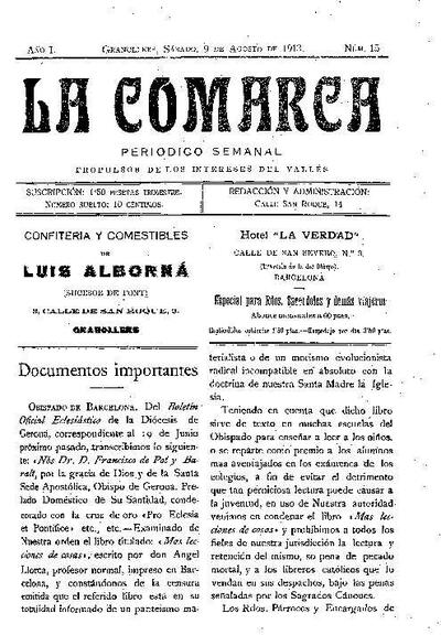 La Comarca, 9/8/1913 [Issue]