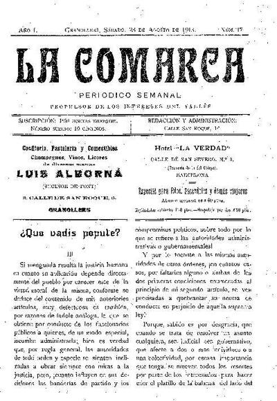La Comarca, 23/8/1913 [Issue]