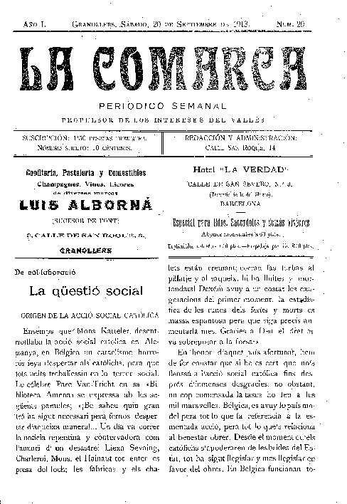 La Comarca, 20/9/1913 [Issue]