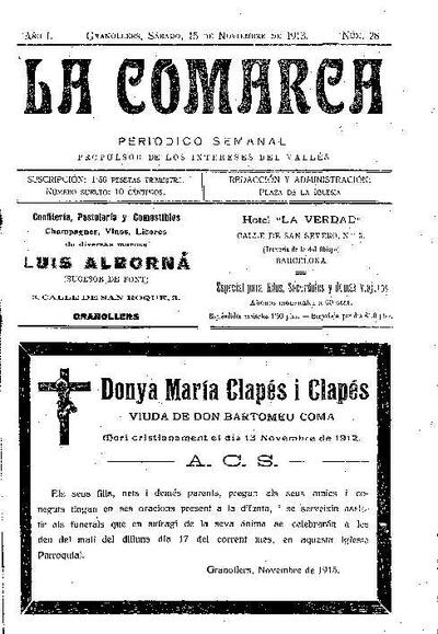 La Comarca, 15/11/1913 [Issue]