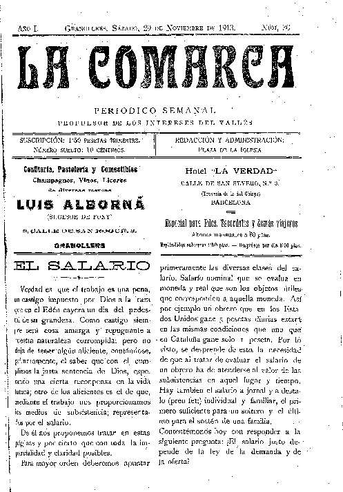 La Comarca, 29/11/1913 [Issue]