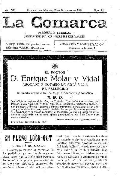 La Comarca, 30/12/1919 [Issue]