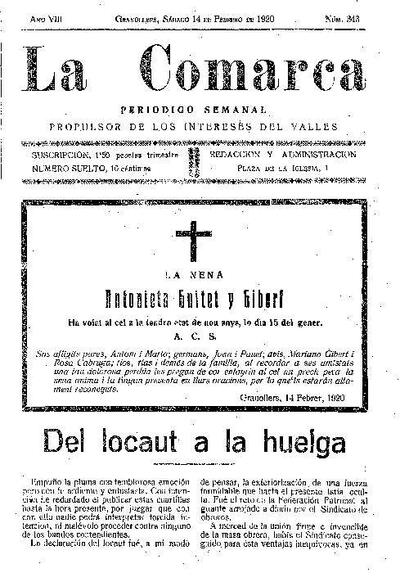 La Comarca, 14/2/1920 [Issue]