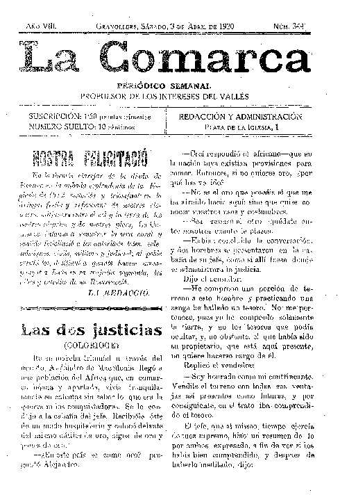 La Comarca, 3/4/1920 [Issue]