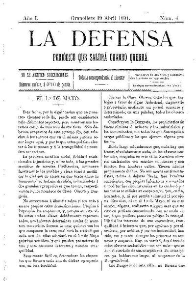La Defensa, 19/4/1891 [Ejemplar]