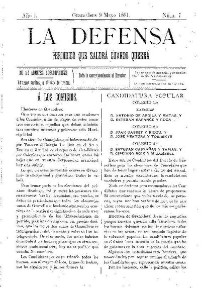 La Defensa, 9/5/1891 [Ejemplar]