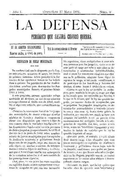 La Defensa, 17/5/1891 [Ejemplar]