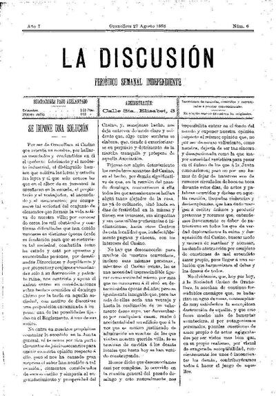 La Discusión, 27/8/1893 [Ejemplar]