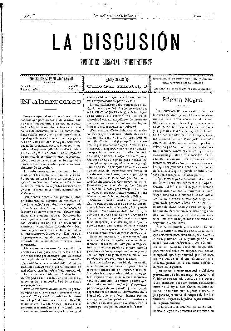 La Discusión, 1/10/1893 [Issue]