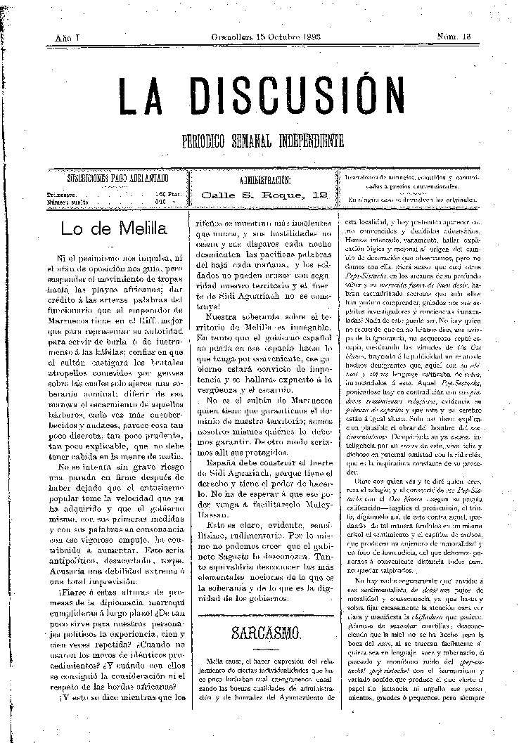 La Discusión, 15/10/1893 [Issue]