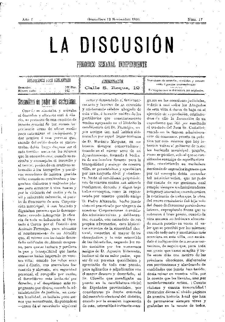 La Discusión, 12/11/1893 [Issue]