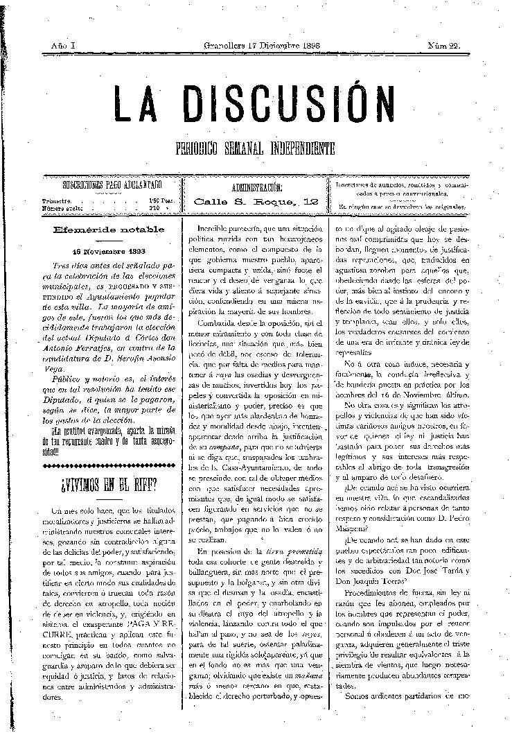 La Discusión, 17/12/1893 [Issue]