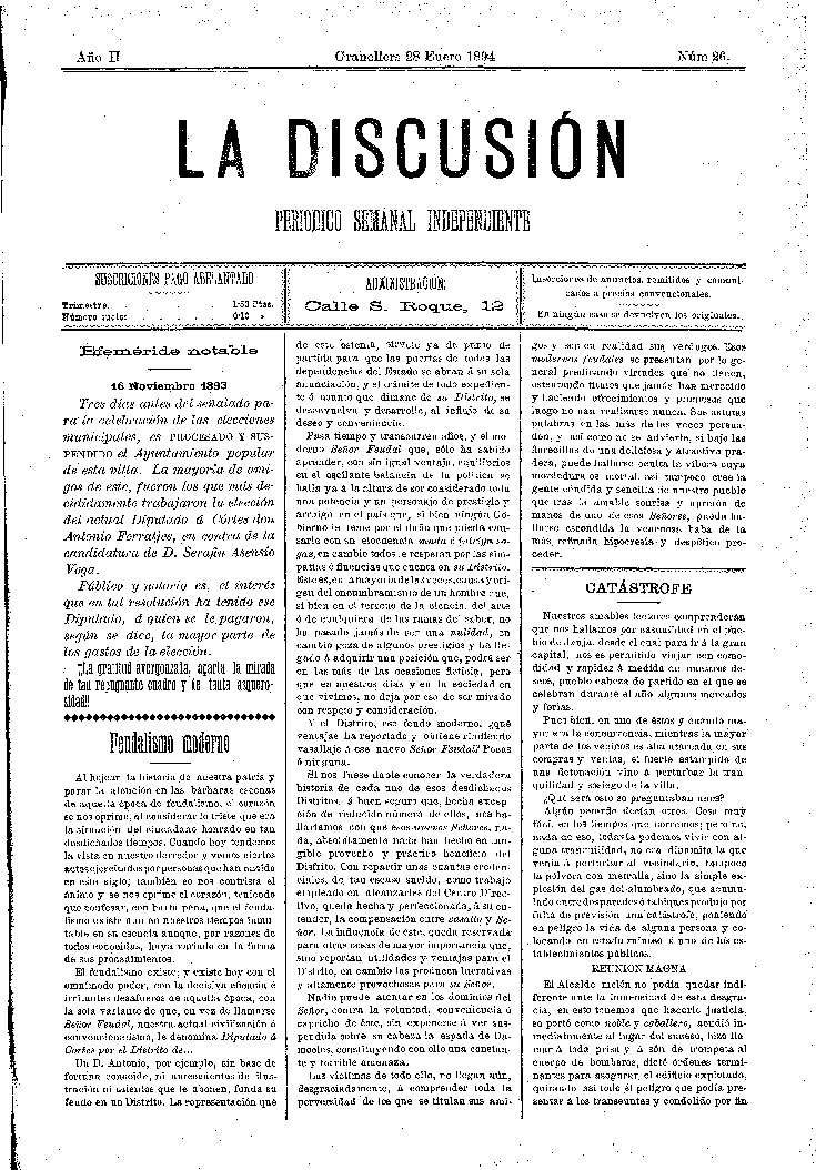 La Discusión, 28/1/1894 [Issue]