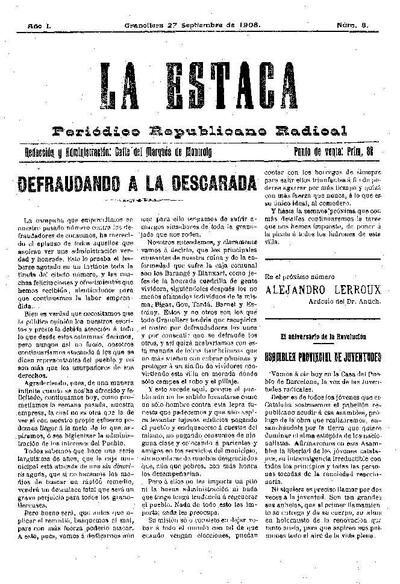 La Estaca, 27/9/1908 [Issue]