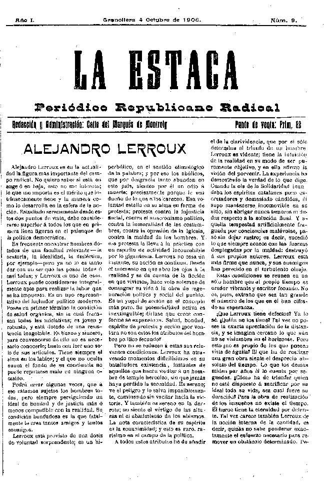 La Estaca, 4/10/1908 [Issue]