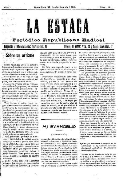 La Estaca, 22/11/1908 [Issue]