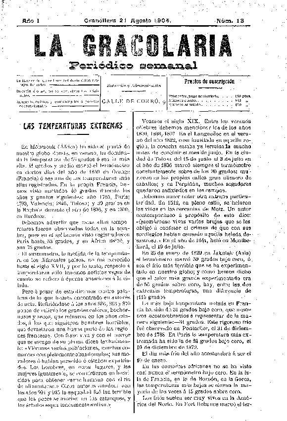 La Gracolaria, 21/8/1904 [Issue]