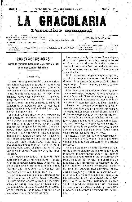 La Gracolaria, 17/9/1904 [Issue]