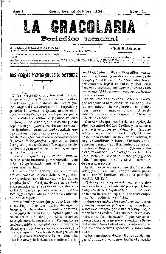La Gracolaria, 15/10/1904 [Issue]