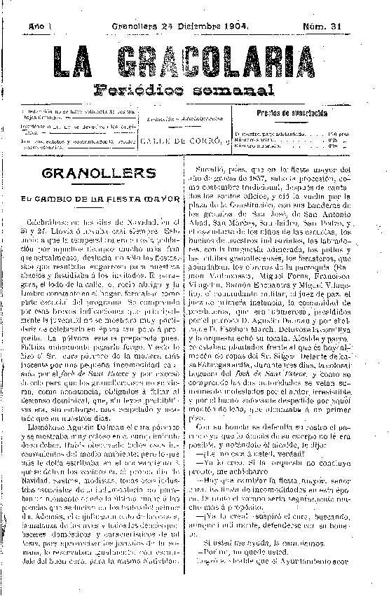 La Gracolaria, 24/12/1904 [Issue]