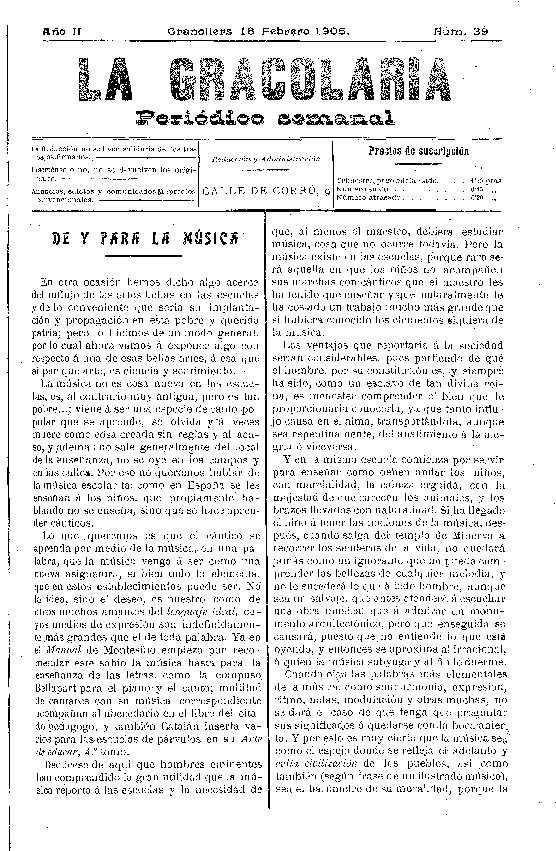 La Gracolaria, 18/2/1905 [Issue]