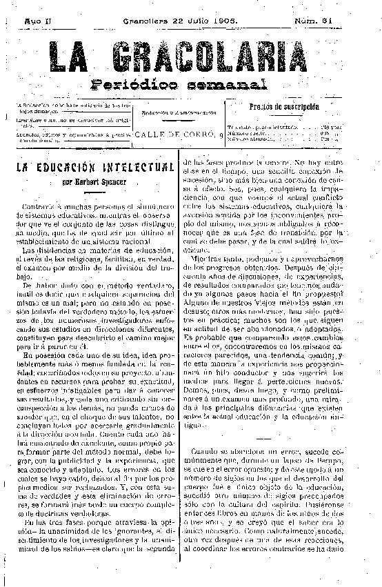 La Gracolaria, 22/7/1905 [Exemplar]