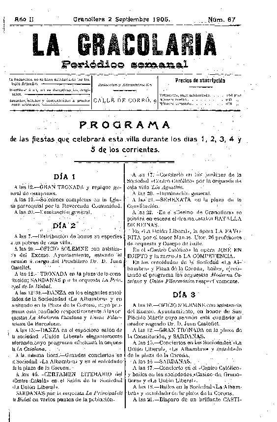La Gracolaria, 2/9/1905 [Exemplar]