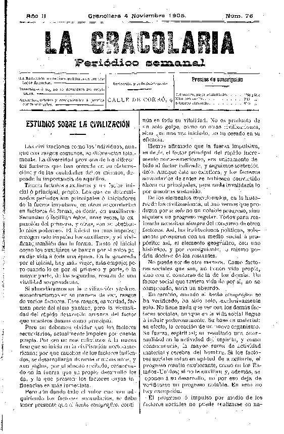 La Gracolaria, 4/11/1905 [Issue]