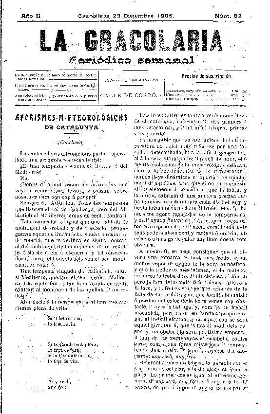 La Gracolaria, 23/12/1905 [Exemplar]