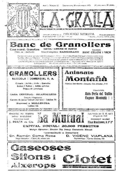 La Gralla, 25/9/1921 [Ejemplar]
