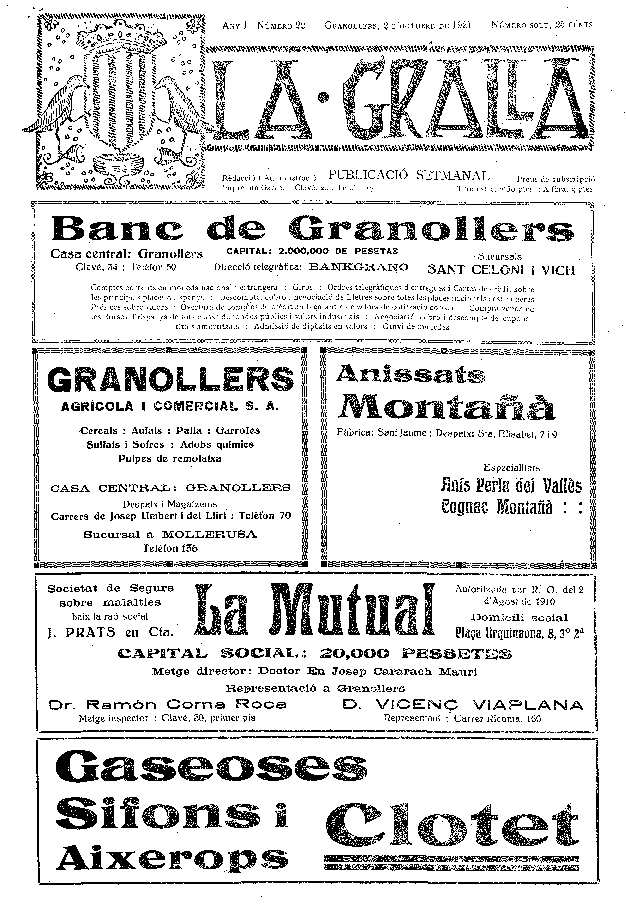 La Gralla, 2/10/1921 [Ejemplar]