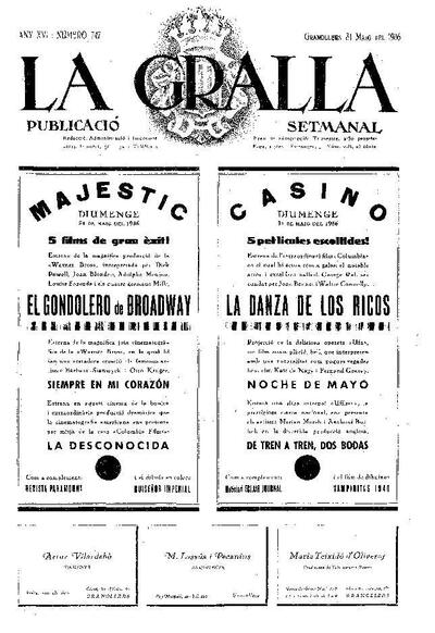 La Gralla, 31/5/1936 [Issue]