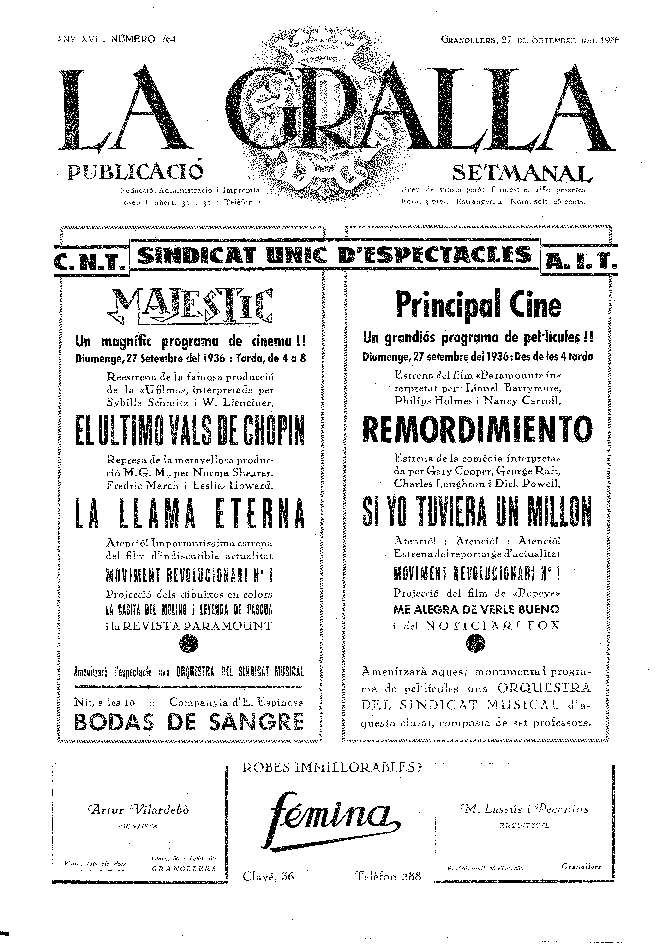 La Gralla, 27/9/1936 [Issue]