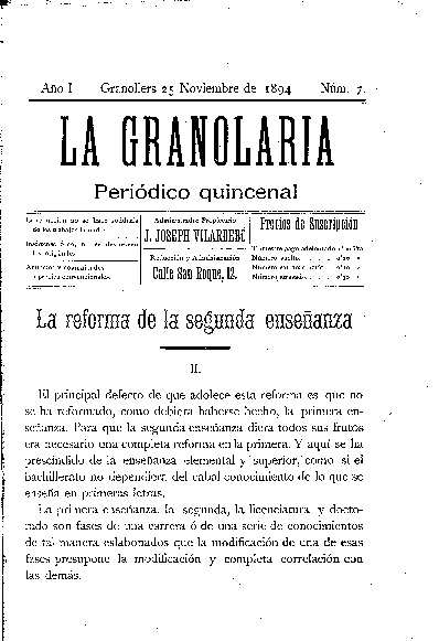 La Granolaria, 25/11/1894 [Issue]