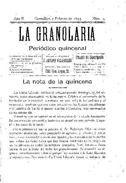 La Granolaria, 2/2/1895 [Ejemplar]