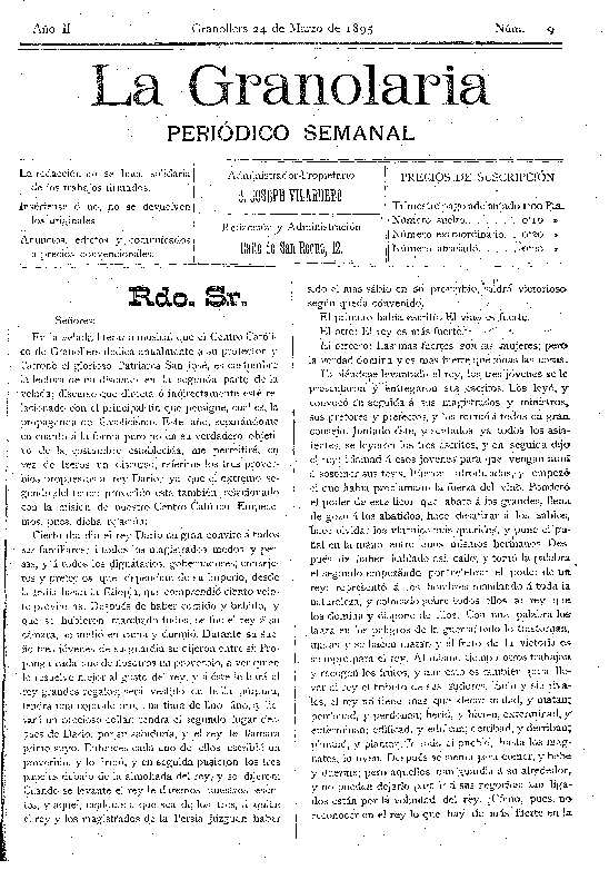 La Granolaria, 24/3/1895 [Ejemplar]